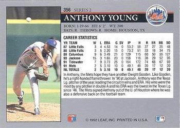 Anthony Young  baseball card collectible - Main Image 2