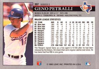 Geno Petralli  baseball card collectible - Main Image 2