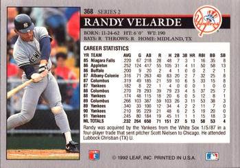 Randy Velarde  baseball card collectible - Main Image 2