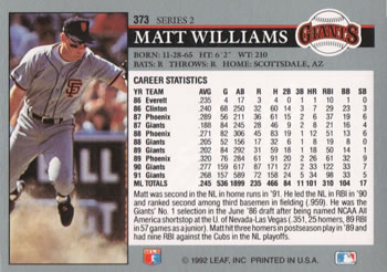 Matt Williams  baseball card collectible - Main Image 2