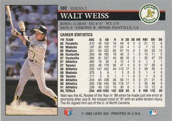 Walt Weiss  baseball card collectible - Main Image 2