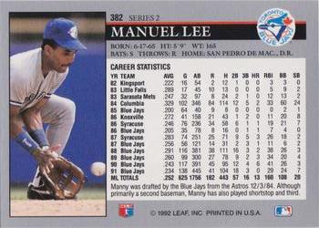 Manuel Lee  baseball card collectible - Main Image 2