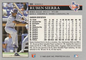 Ruben Sierra  baseball card collectible - Main Image 2