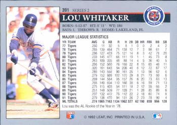 Lou Whitaker  baseball card collectible - Main Image 2
