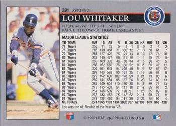 Lou Whitaker  baseball card collectible - Main Image 2
