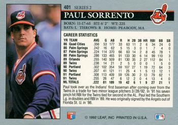 Paul Sorrento  baseball card collectible - Main Image 2