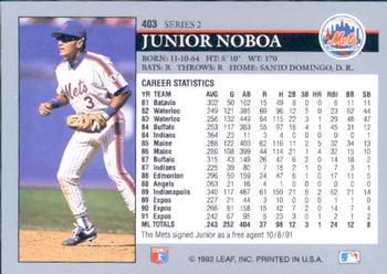 Junior Noboa  baseball card collectible - Main Image 2