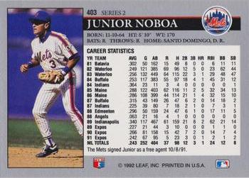 Junior Noboa  baseball card collectible - Main Image 2