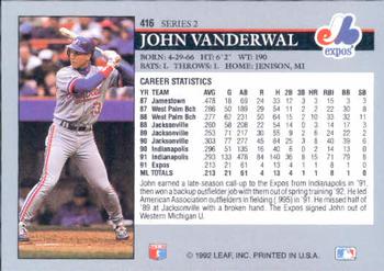 John Vander Wal  baseball card collectible - Main Image 2