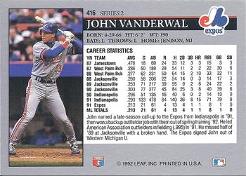 John Vander Wal  baseball card collectible - Main Image 2