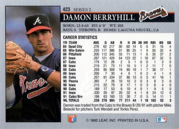 Damon Berryhill  baseball card collectible - Main Image 2