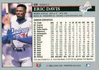 Eric Davis  baseball card collectible - Main Image 2