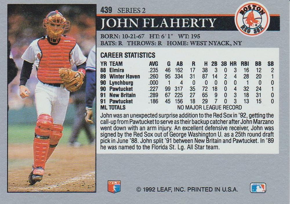 John Flaherty  baseball card collectible - Main Image 2