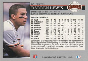 Darren Lewis  baseball card collectible - Main Image 2