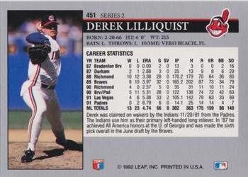 Derek Lilliquist  baseball card collectible - Main Image 2
