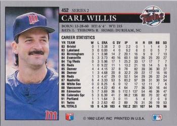 Carl Willis  baseball card collectible - Main Image 2
