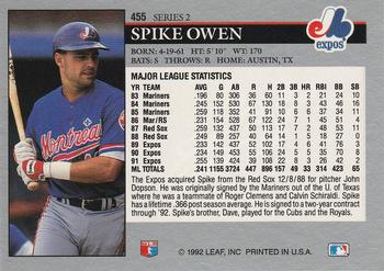 Spike Owen  baseball card collectible - Main Image 2