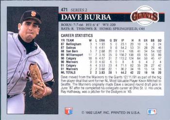 Dave Burba  baseball card collectible - Main Image 2