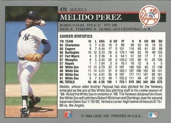 Melido Perez  baseball card collectible - Main Image 2