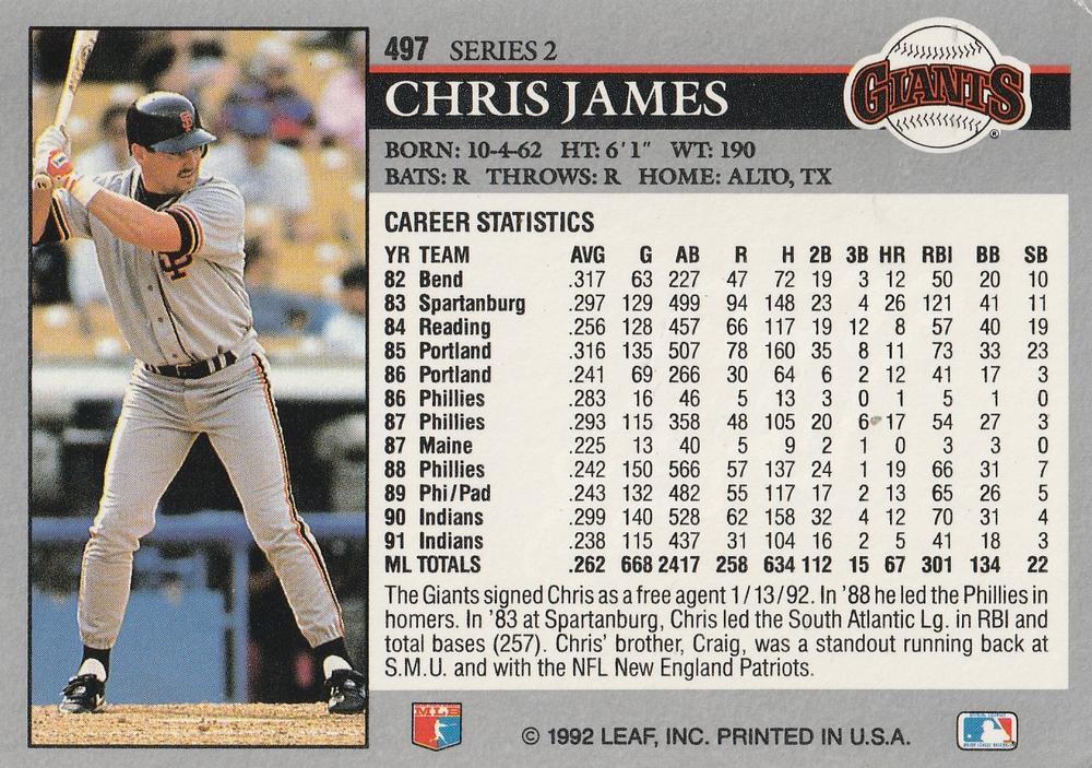 Chris James  baseball card collectible - Main Image 2