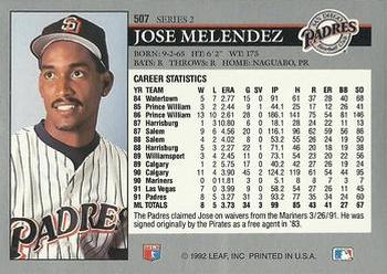Jose Melendez  baseball card collectible - Main Image 2