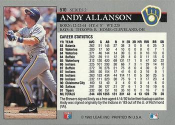 Andy Allanson  baseball card collectible - Main Image 2