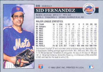 Sid Fernandez  baseball card collectible - Main Image 2