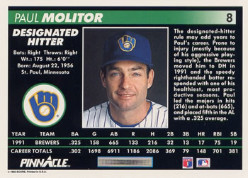 Paul Molitor  baseball card collectible - Main Image 2