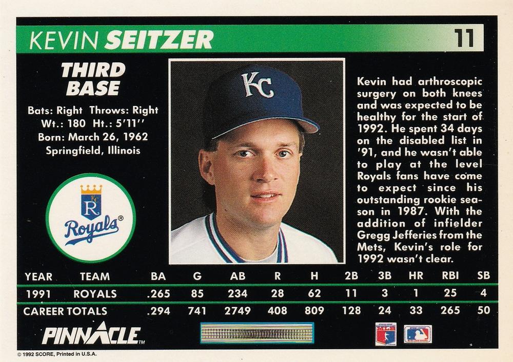 Kevin Seitzer  baseball card collectible - Main Image 2