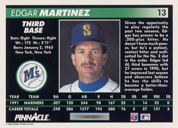 Edgar Martinez  baseball card collectible - Main Image 2