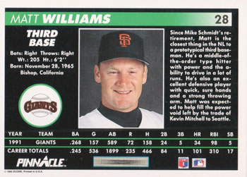 Matt Williams  baseball card collectible - Main Image 2