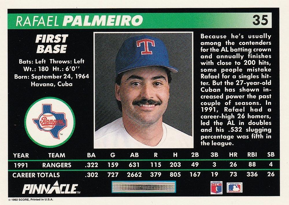 Rafael Palmeiro  baseball card collectible - Main Image 2