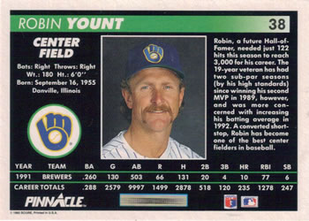 Robin Yount  baseball card collectible - Main Image 2