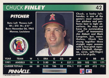 Chuck Finley  baseball card collectible - Main Image 2