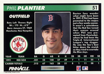 Phil Plantier  baseball card collectible - Main Image 2