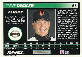 Steve Decker  baseball card collectible - Main Image 2