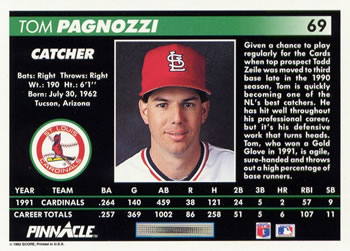 Tom Pagnozzi  baseball card collectible - Main Image 2