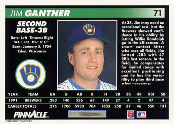 Jim Gantner  baseball card collectible - Main Image 2