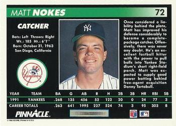 Matt Nokes  baseball card collectible - Main Image 2