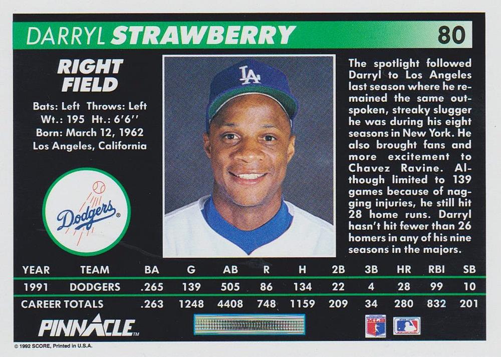 Darryl Strawberry  baseball card collectible - Main Image 2