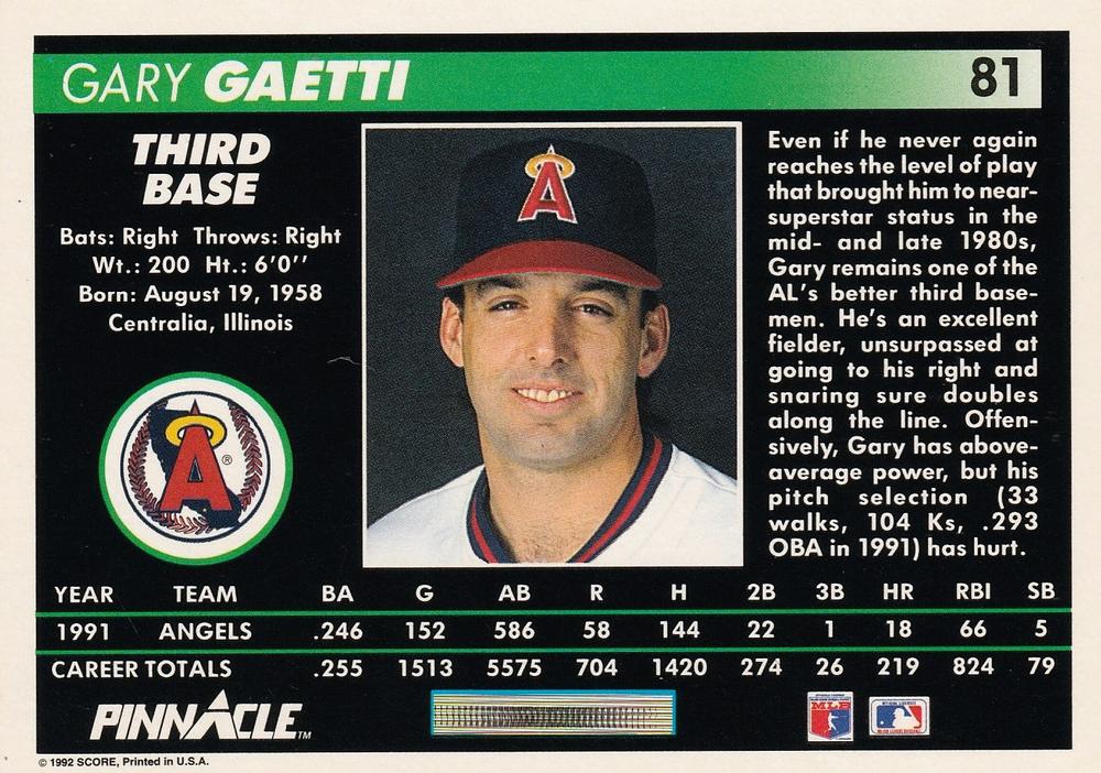 Gary Gaetti  baseball card collectible - Main Image 2