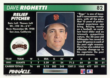 Dave Righetti  baseball card collectible - Main Image 2