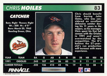 Chris Hoiles  baseball card collectible - Main Image 2