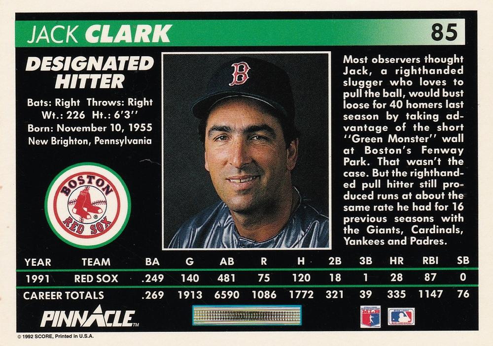 Jack Clark  baseball card collectible - Main Image 2