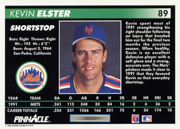Kevin Elster  baseball card collectible - Main Image 2