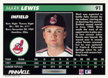Mark Lewis  baseball card collectible - Main Image 2