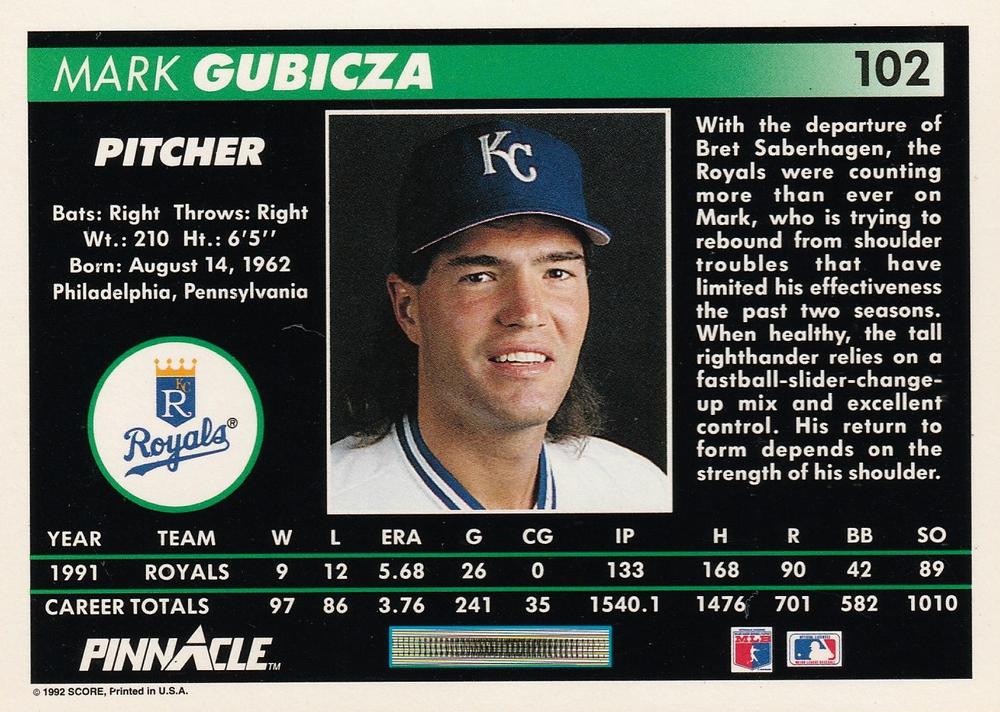 Mark Gubicza  baseball card collectible - Main Image 2