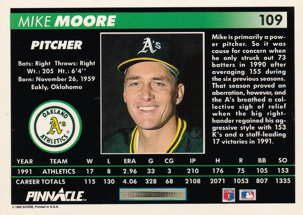 Mike Moore  baseball card collectible - Main Image 2