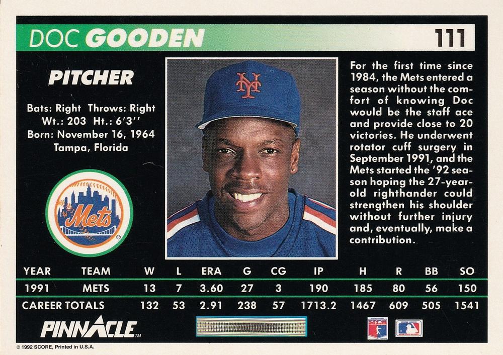 Doc Gooden  baseball card collectible - Main Image 2