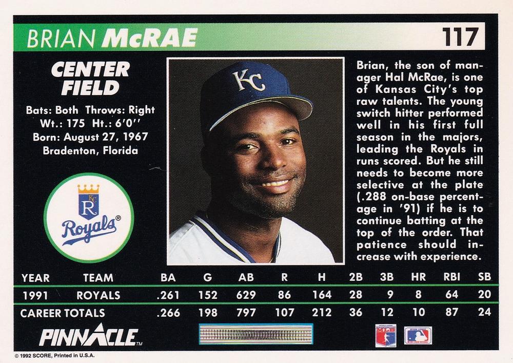 Brian McRae  baseball card collectible - Main Image 2